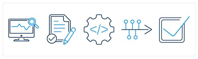 5 Action plan icons as health monitoring, assessment, development vector
