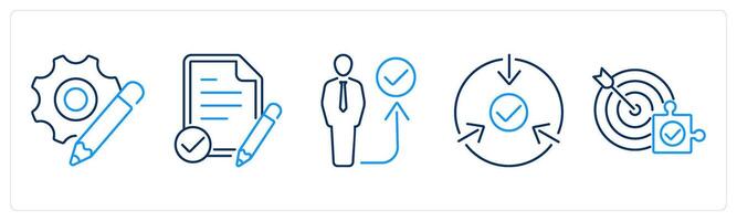 5 Action plan icons as resources, assessment, act vector