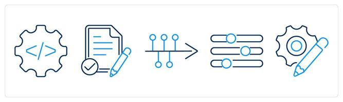5 Action plan icons as development, assessment, timeline vector