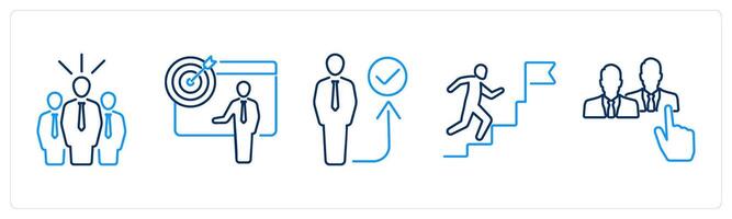 5 Action plan icons as team, objective, act vector