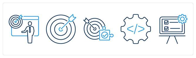 5 Action plan icons as objective, goal, target vector
