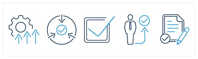 5 Action plan icons as improvement, implementation, check vector