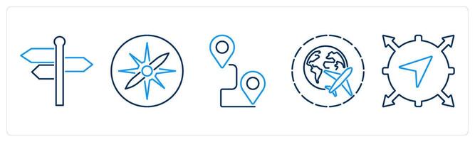 5 Adventure icons as direction, orientation, journey vector
