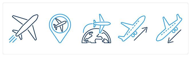 5 Airport icons as plane, location, travel vector