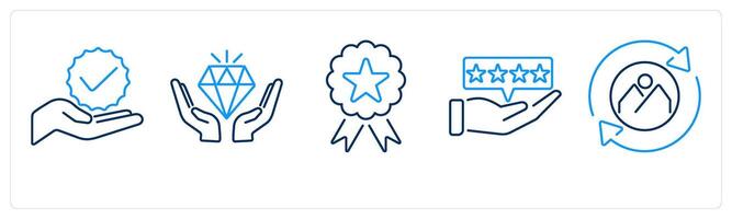 5 Branding icons as branding, brand values, identity vector