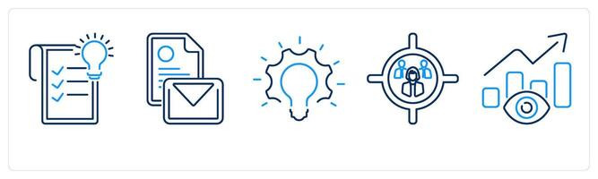 5 Branding icons as concept, mail, innovation, target audience vector