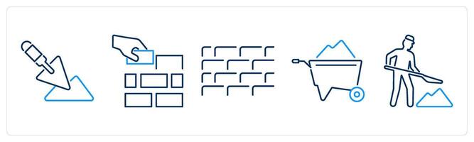 5 Build icons as cement, build, wall vector