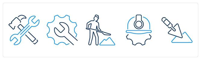 5 Build icons as tools, maintenance, construction vector