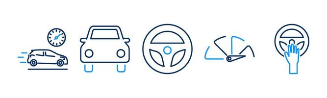 5 Car icons as speed, car, steering wheel vector