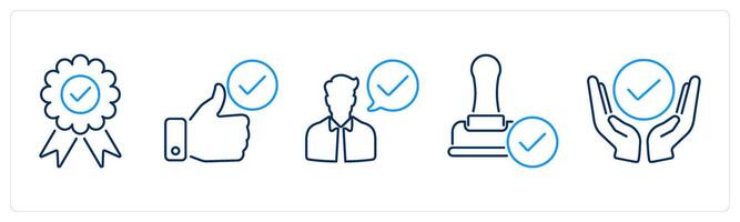 5 Checkmark icons as validate, endorsement, accept vector
