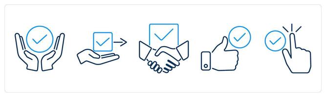 5 Checkmark icons as support, give permission, agreement vector