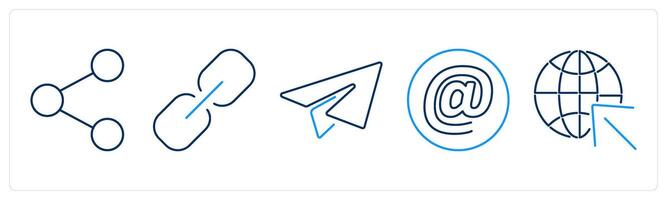 5 Contact icons as share, link, query, at the rate vector