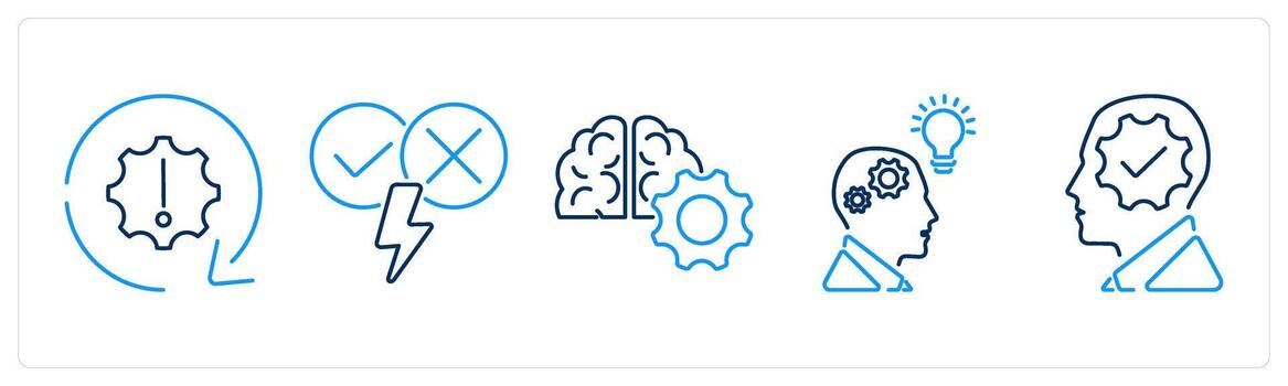 5 5 crítico pensando íconos como problema, argumento, lógica vector