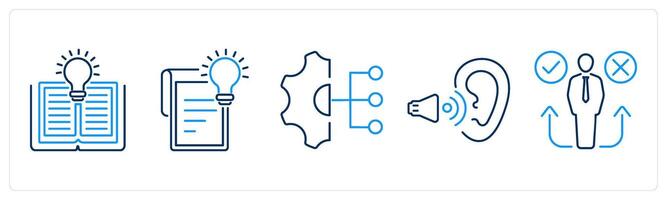 5 Critical Thinking icons as knowledge, concept, work responsibilities vector
