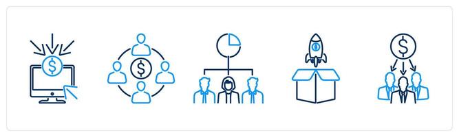 5 Crowdfunding icons as crowdfunding platform, crowdfunding, shareholders vector