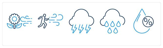 5 mix icons as spring, wind, thunderstorm vector
