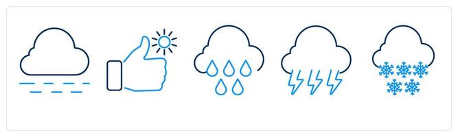5 mix icons as fog, rainy day, rain vector