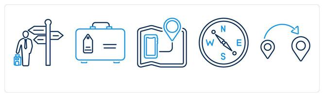 5 mix icons as business travel, luggage, mobile navigation vector