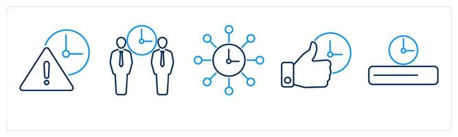 5 mix icons as warning, meeting time, time management vector