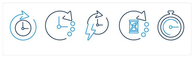 5 mix icons as time, refresh time, rapid vector