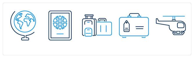 5 mix icons as globe, passport, suitcase vector