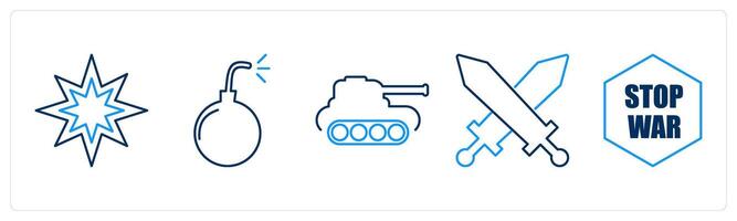 5 Mix icons as explosion, bomb, tank vector