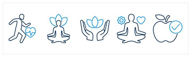 5 Mix icons as exercise, yoga, medidation vector