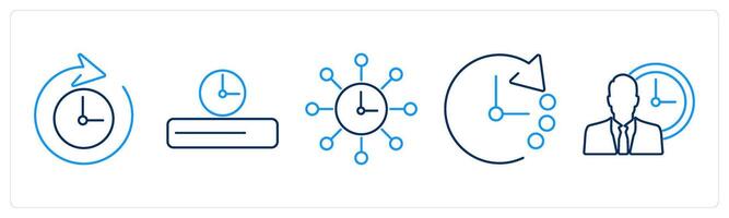 5 Mix icons as time, timeline, time management vector