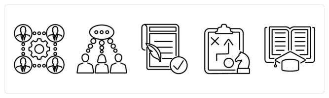 5 Mix icons as business team, conversation, authorship in black bold vector