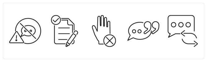 5 Active Listening icons as dont inturrupt, request clarification, with hold judgement in black bold vector