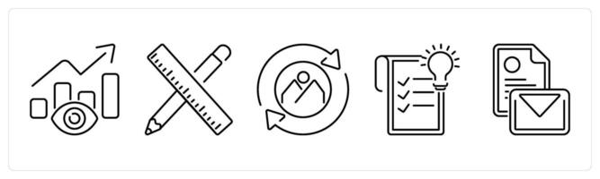 5 Branding icons as vision, stationery, rebranding in black bold vector