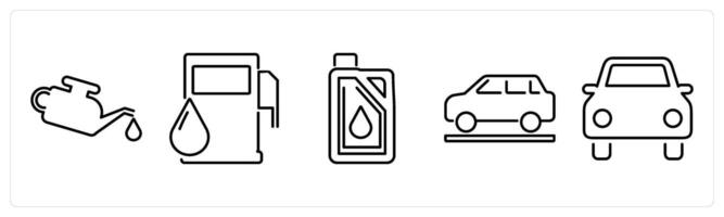 5 Car icons as oil, gasoline, oil canister in black bold vector