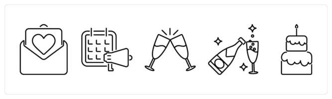 5 Celebrate icons as invitation, cheers in black bold vector