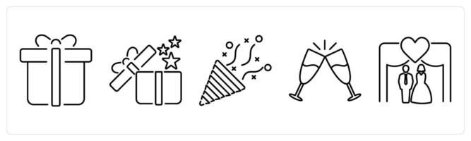 5 Celebrate icons as invitation, event in black bold vector