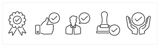 5 Checkmark icons as validate, endorsement, accept in black bold vector
