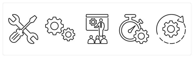 5 Mix icons as repair tools, optimization, hand tool in black bold vector