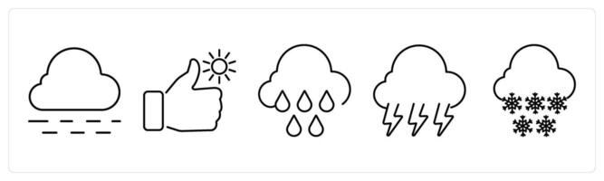 5 mix icons as fog, rainy day, rain in black bold vector