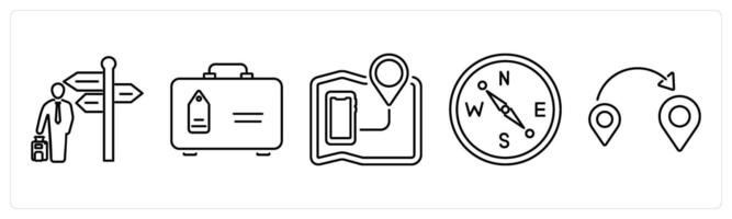 5 mix icons as business travel, luggage, mobile navigation in black bold vector