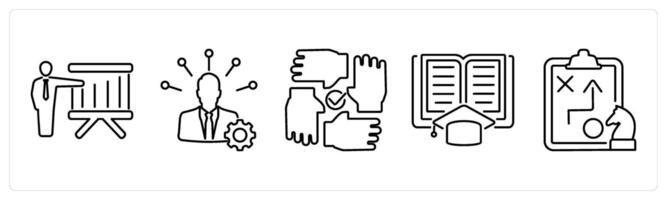 5 mix icons as board presentation, business management, collaboration in black bold vector