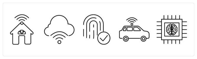 5 mix icons as smart house, internet of things, biometric in black bold vector