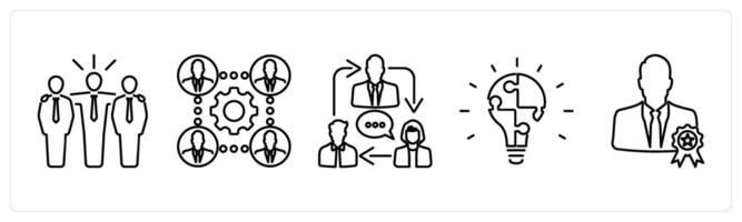 5 mix icons as team, business conversation in black bold vector