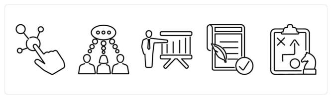 5 mix icons as interactive, conversation, board presentation in black bold vector