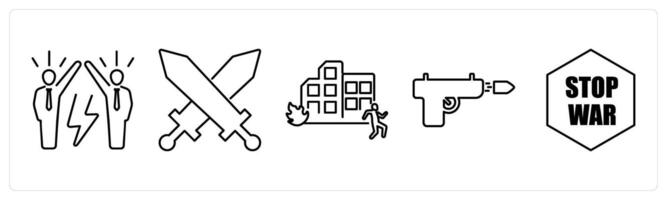 5 Mix icons as conflict, battle in black bold vector