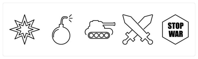 5 Mix icons as explosion, bomb, tank in black bold vector