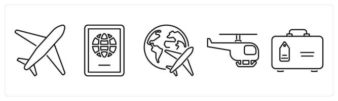 5 Mix icons as plane, travel in black bold vector