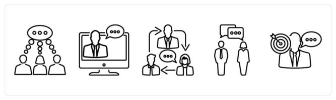5 Mix icons as conversation, online conversation, business conversation in black bold vector