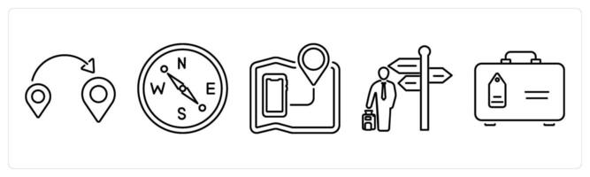 5 Mix icons as distance, compass, mobile navigation in black bold vector