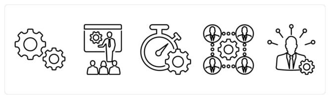 5 Mix icons as optimization, presentation, time management in black bold vector