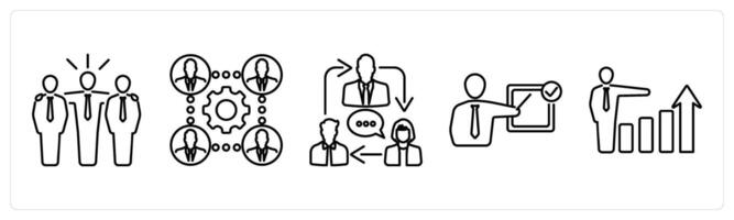 5 Mix icons as team, business team in black bold vector