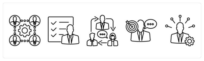 5 Mix icons as business team, business activity, business conversation in black bold vector